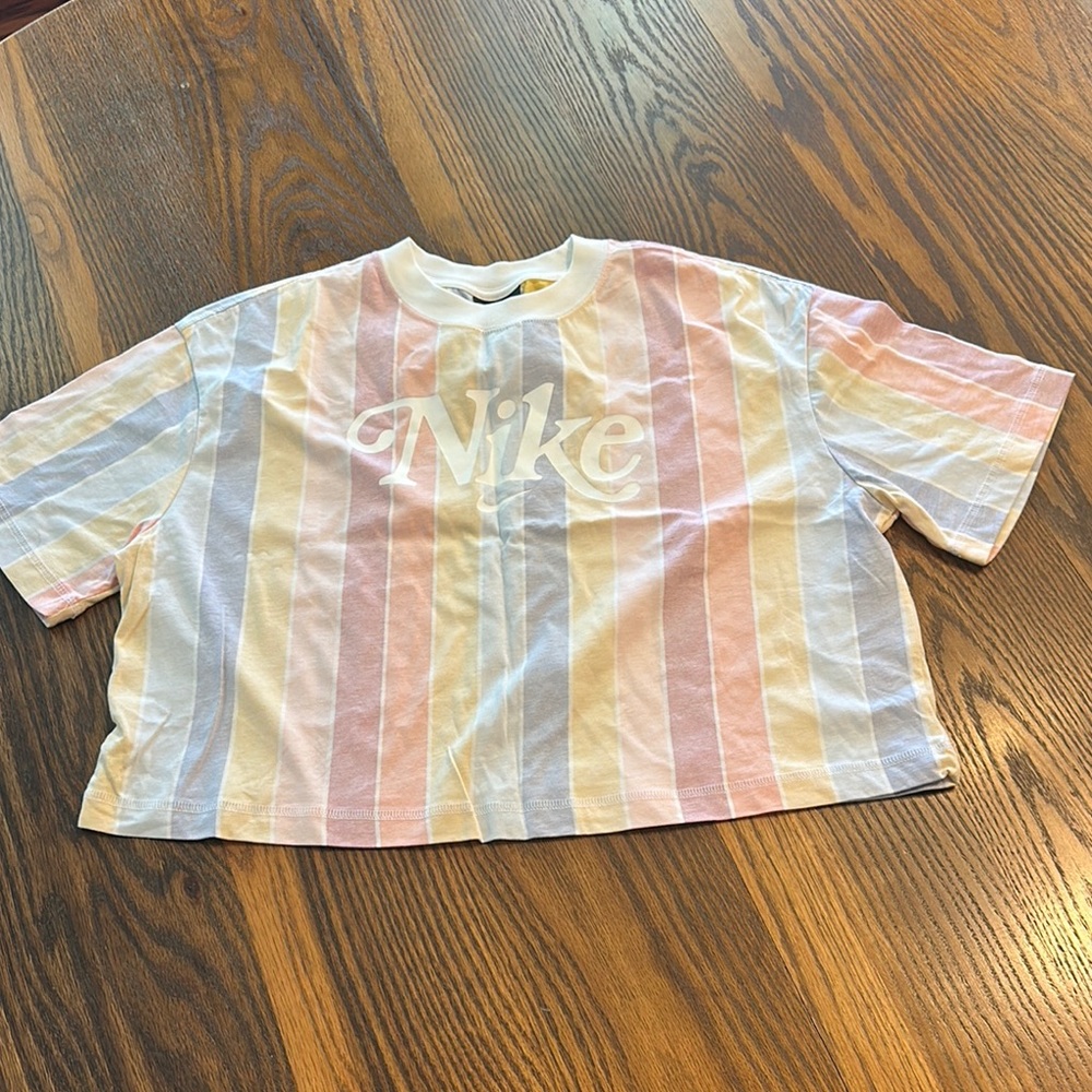 Nike Pink and Blue Short Sleeve Tee